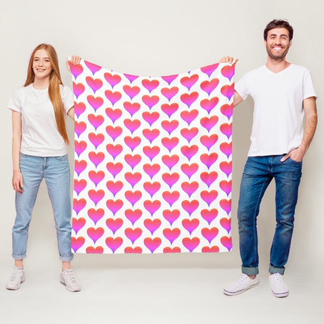 Pink Purple White Ombre Hearts Pattern Fleecedecke (Beispiel)