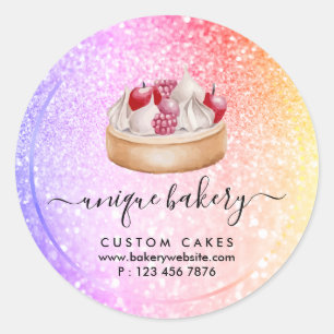 Pink Purpur Creme Käsekuchen Beeren Glanz Runder Aufkleber