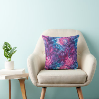 Pink Purpur und Türkis Tie Dye Kaleidoskop Kissen