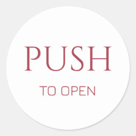 Pink Push to Open Door Sign Runder Aufkleber