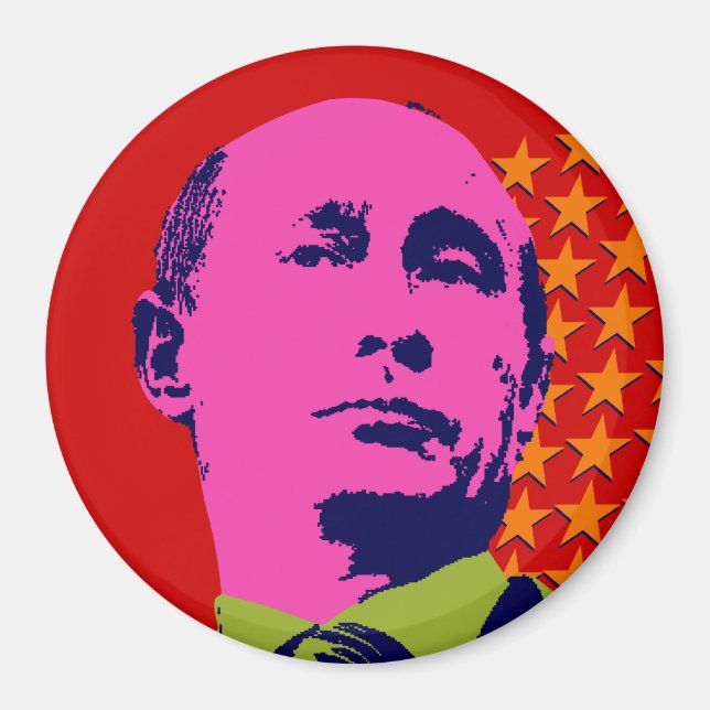 Pink Putin Pop Kunstportrait Magnet (Vorne)