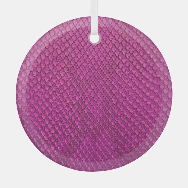 Pink Python: Schlange Hauttextur. Ornament Aus Glas (Vorderseite)