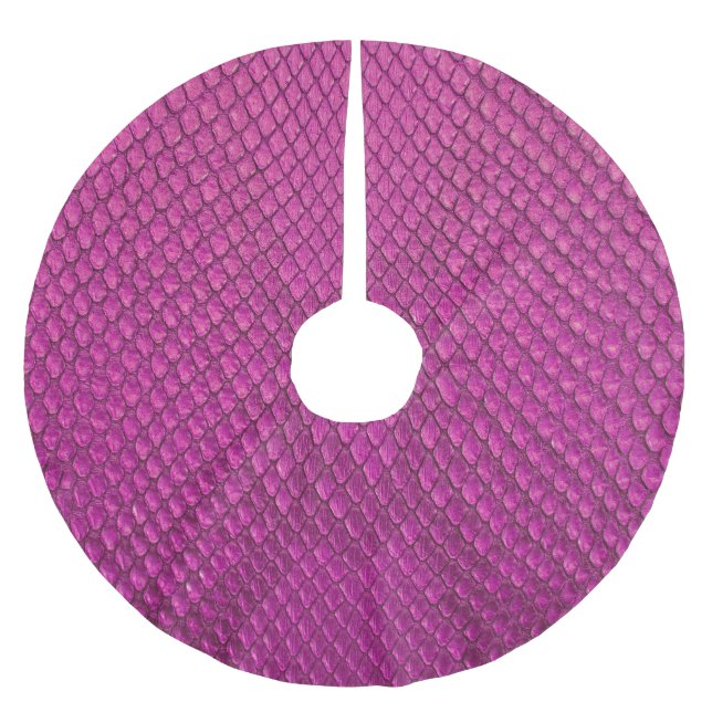 Pink Python: Schlange Hauttextur. Polyester Weihnachtsbaumdecke (Vorderseite)