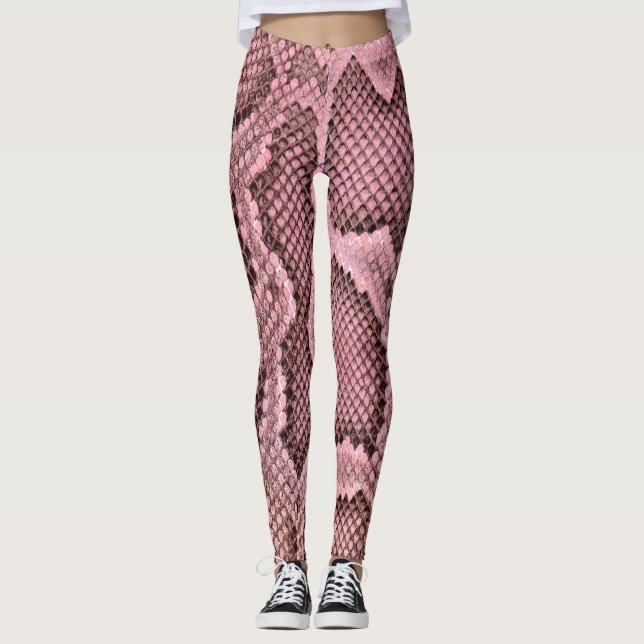 Pink Python Schlange Printwerbung Frauen Leggings (Vorderseite)