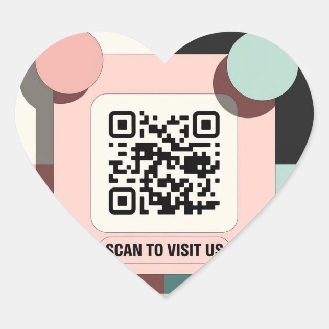 Pink-QR-Code Herz-Aufkleber (Vorderseite)