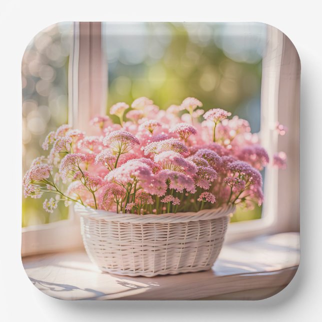 Pink Queen Anne's Lace Bouquet Pappteller (Vorderseite)