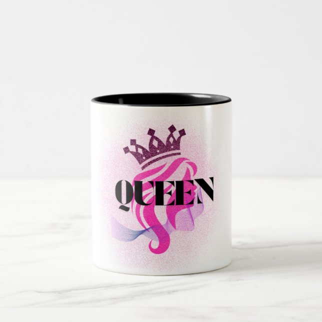Pink Queen Crown Design – Confident Feminine Power Zweifarbige Tasse (Mittel)