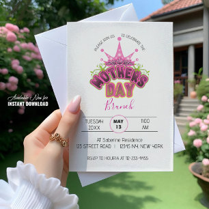 Pink Queen Crown Mütter Tag Brunch Einladung