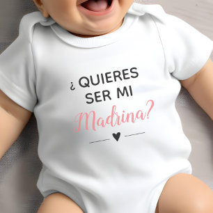Pink Quieres Ser Mi Madrina Godmata Vorschlag Baby Strampler