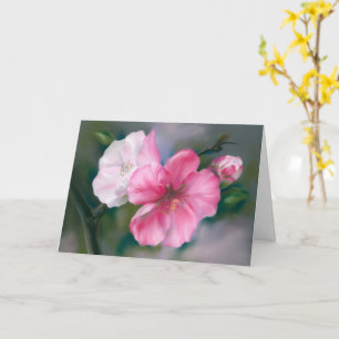Pink Quince Blume und Bud Pastel Denken Sie an Sie Karte