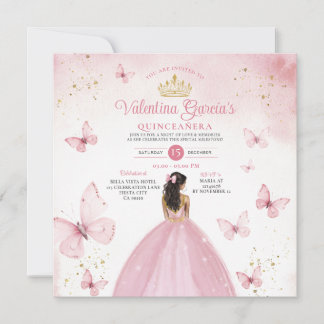 Pink Quinceañera 15 Anos Blume Gold Glitzer Invi Einladung