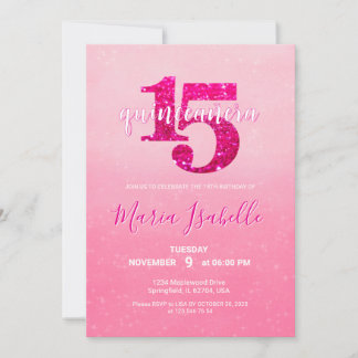Pink Quinceañera Einladung zum 15. Geburtstag