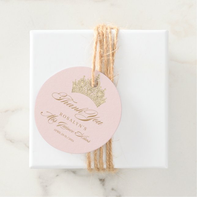 Pink Quinceanera Gold Tiara Geschenkanhänger (Beispiel)
