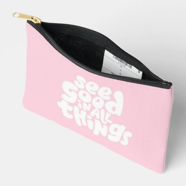 Pink quotes Makeup/ Skincare Print Cut Sew Bag Zubehörtasche (Offen)