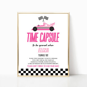 Pink Race Car Geburtstagsparty Zeitschrift Kapsel  Poster