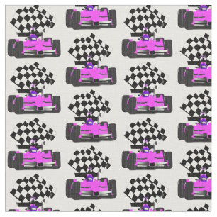 Pink Race Car mit Checkbox Stoff
