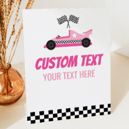 Pink Race Car Racecar Custom Text Party Sockelschild