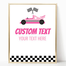 Pink Race Car Racececar Benutzerdefiniertes Party  Poster