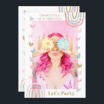 Pink Rainbow 50 & Fabulous Modern Birthday Party Einladung<br><div class="desc">Pink Rainbow 50 & Fabulous Modern Birthday Party Einladungen verfügen über ein modernes und einzigartiges Foto 50 und eine fabelhafte Party Einladung Karte. Ideal, um Familie und Freunde zu Ihrer Feier einzuladen. Schicken Sie diese mit Goldtext '(Name) 50 & fabulous Let's Party' mit Ihrem Foto auf der Vorderseite in einem...</div>