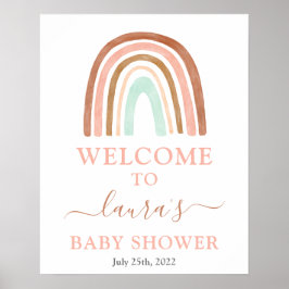 Pink Rainbow Baby Dusche Begrüßungszeichen Poster