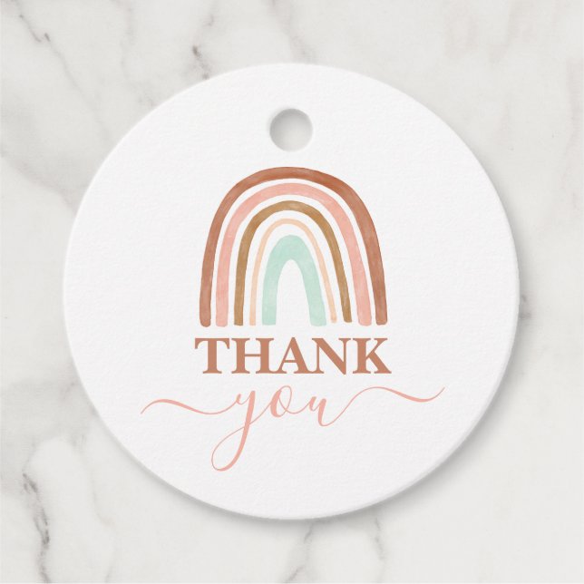 Pink Rainbow Baby Dusche Geschenkanhänger (Vorderseite)