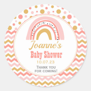 Pink Rainbow Baby Dusche Runder Aufkleber