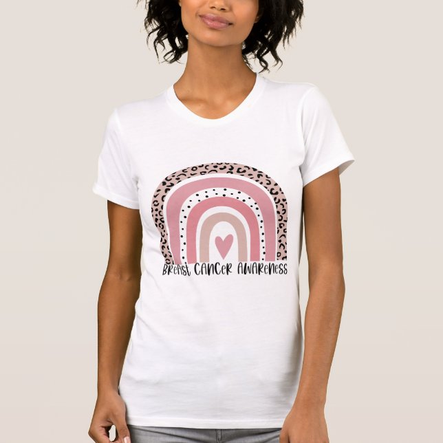 Pink Rainbow Breast Cancer Awareness T-Shirt (Vorderseite)