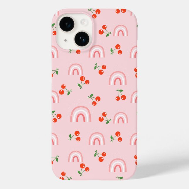 Pink Rainbow Chertern Muster Case-Mate iPhone 14 Hülle (Rückseite)