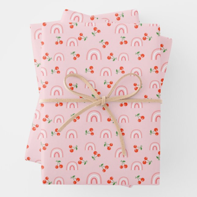 Pink Rainbow Chertern Muster Geschenkpapier Set (Beispiel)