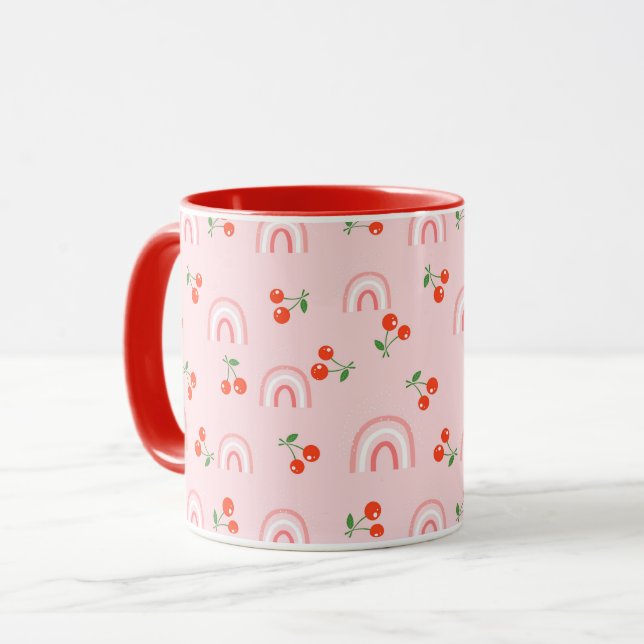 Pink Rainbow Chertern Muster Tasse (Vorderseite Links)