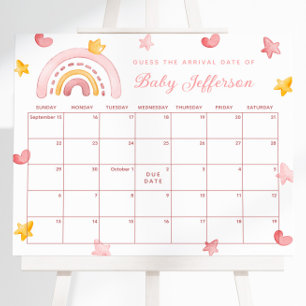 Pink Rainbow Guess Due Datum Kalender Post Poster