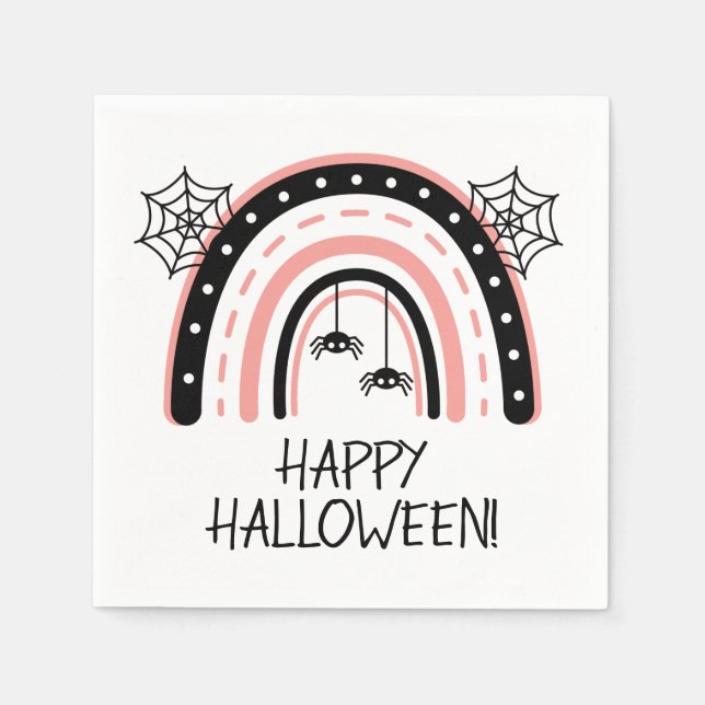 Pink Rainbow Happy Halloween Serviette (Vorderseite)
