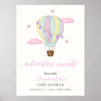 Pink Rainbow Hot Air Ballon Babydusche Willkommen