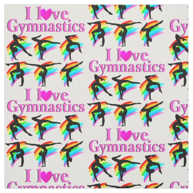 PINK RAINBOW I LIEBE GYMNASTICS DESIGN STOFF (Muster)