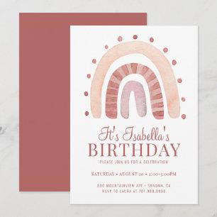 Pink Rainbow Kid's Geburtstagsparty Einladung