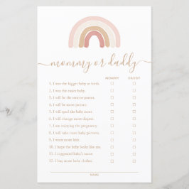 Pink Rainbow Mommy oder Daddy Baby Shower Game