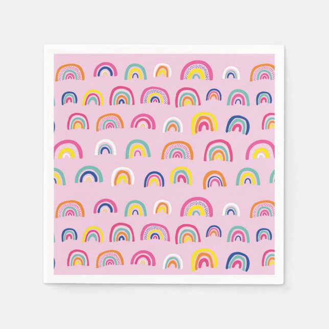 Pink Rainbow Muster Geburtstag Serviette (Vorderseite)