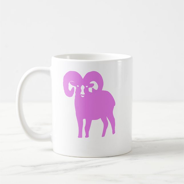 Pink Ram Silhouette Aries Coffee Mug (Gauche)