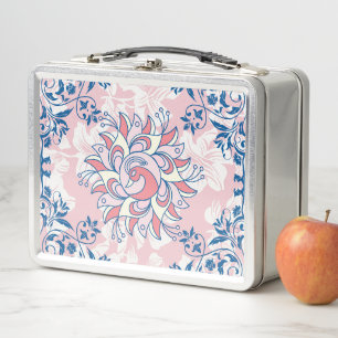 Pink Rangoli Blumenkunst, helles Leben Metall Brotdose