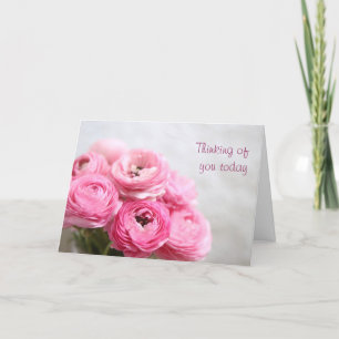 Pink ranunculus flowers thinking of you karte