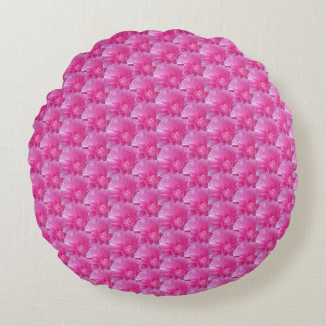 Pink Ranunculus - Modernes Blumendesign Rundes Kissen (Vorderseite)