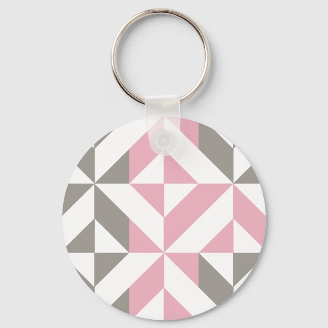 Pink Raspberry and Silver Geometric ZigZag Schlüsselanhänger (Vorderseite)