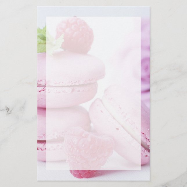 Pink Raspberry Macarons Foto Briefpapier (Vorderseite)