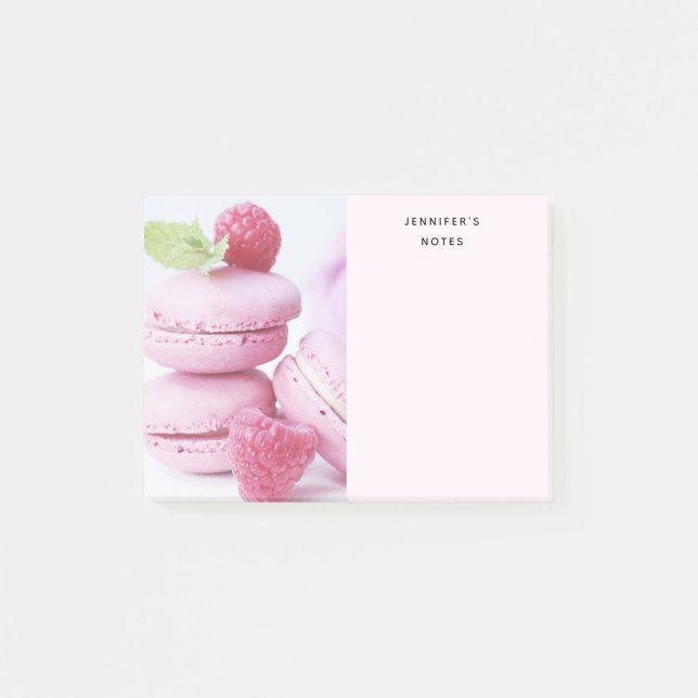 Pink Raspberry Macarons Foto Post-it Klebezettel (Vorderseite)