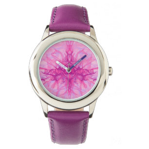 PINK RAUCHE - Modernes und abstraktes Fraktal Kuns Armbanduhr