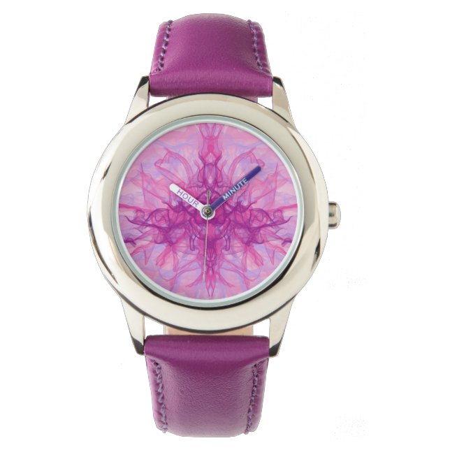 PINK RAUCHE - Modernes und abstraktes Fraktal Kuns Armbanduhr (Vorderseite)