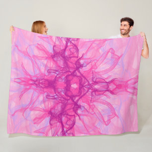 PINK RAUCHE - Modernes und abstraktes Fraktal Kuns Fleecedecke