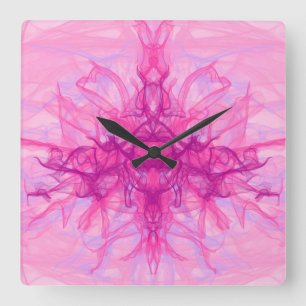 PINK RAUCHE - Modernes und abstraktes Fraktal Kuns Quadratische Wanduhr