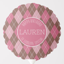 Pink Raute Diamonds on Brown: Golf Style Geburtsta