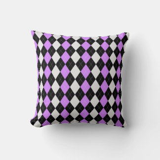 PINK RAUTE-Muster für Schwarz & LAVENDER Kissen